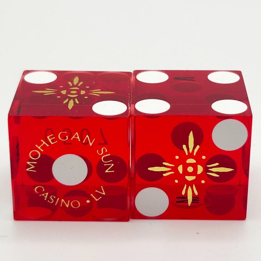 Mohegan Sun Red Casino Dice Las Vegas Matching #0484”Bone” Cancelled Dice RARE